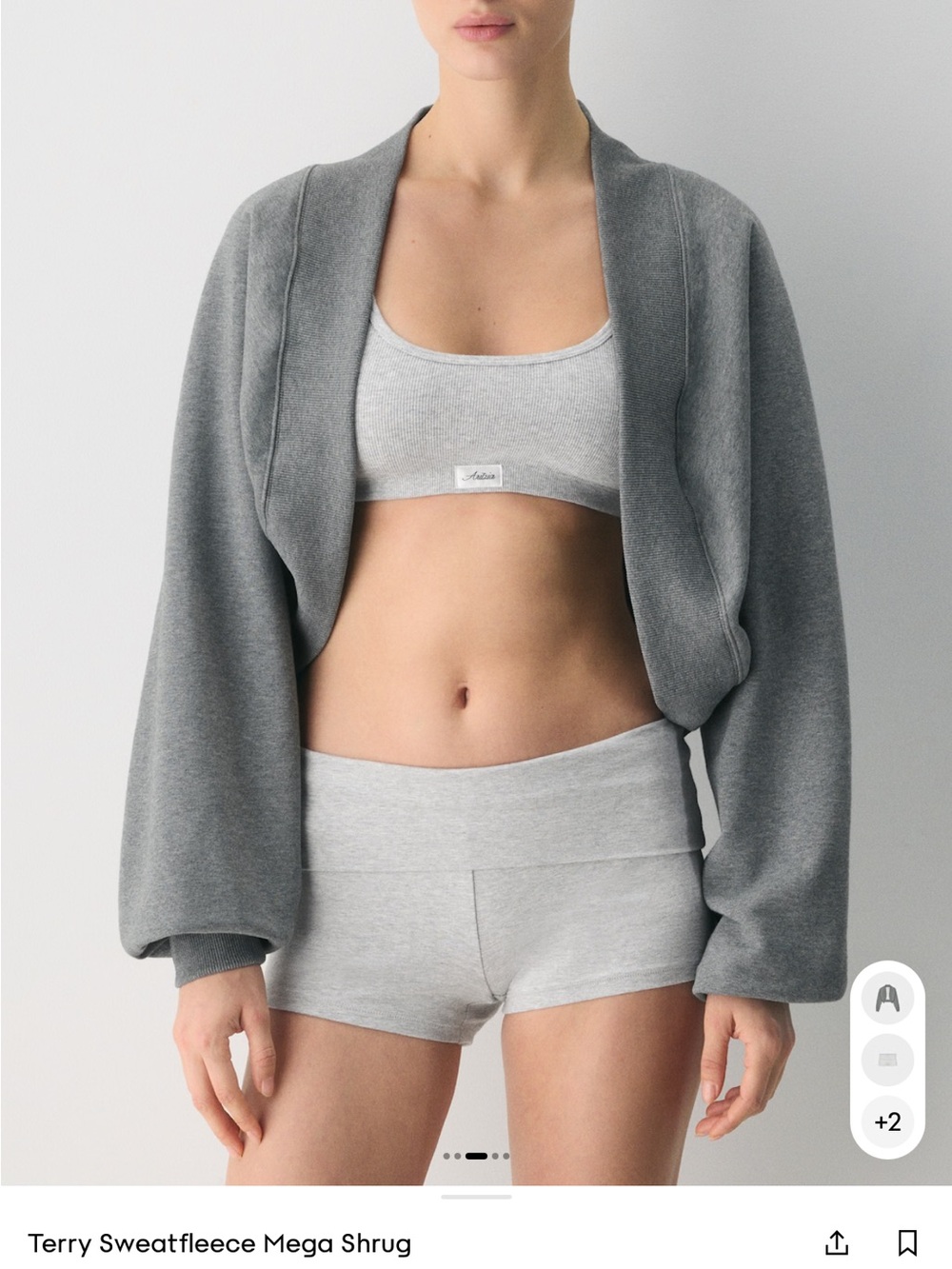 Aritzia Heather Grey Terry Sweatfleece Shrug